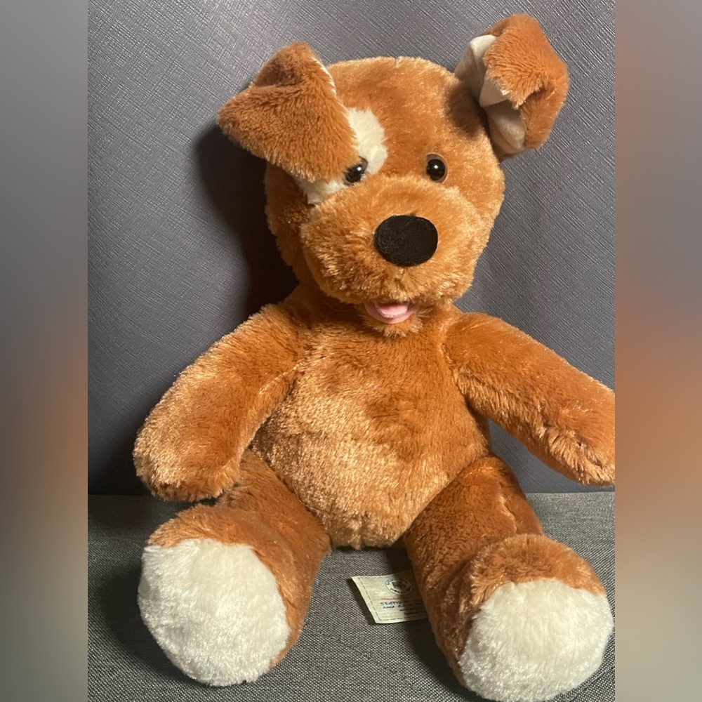 Build A Bear Workshop BABW Brown Dog With White Eye Patch Stuffed Animal Plush